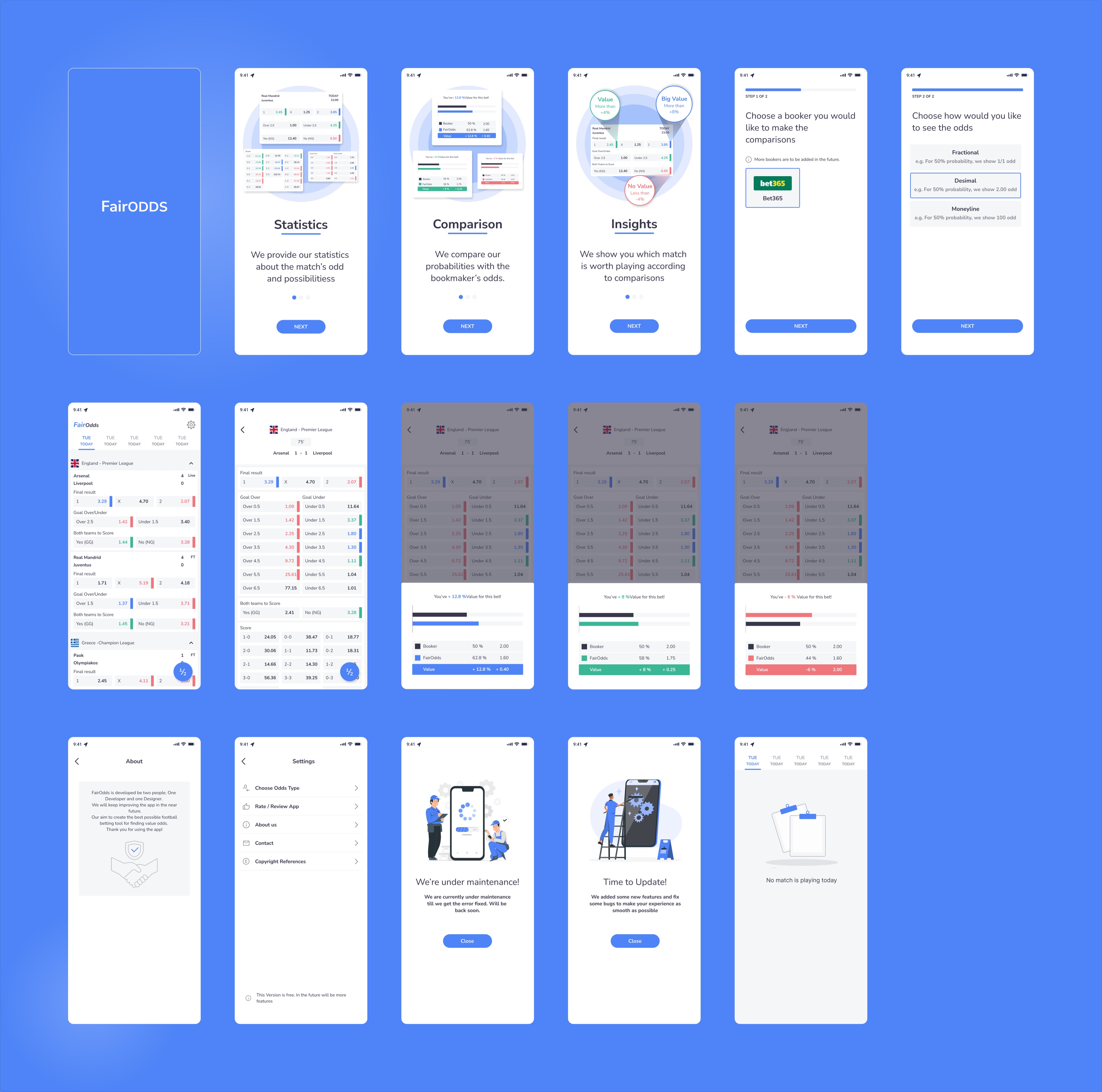 FairOdds app design collage